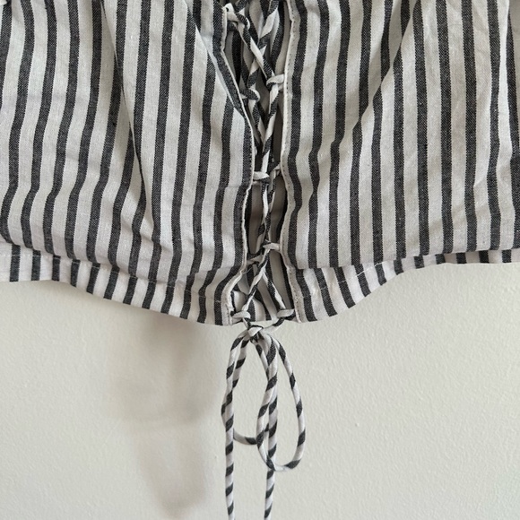 LUSH Striped Lace-Up Crop Top - Picture 2 of 7